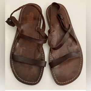 Local Brown Leather Handmade Sandals 39 /8.5 Mens 6.5 Jesus